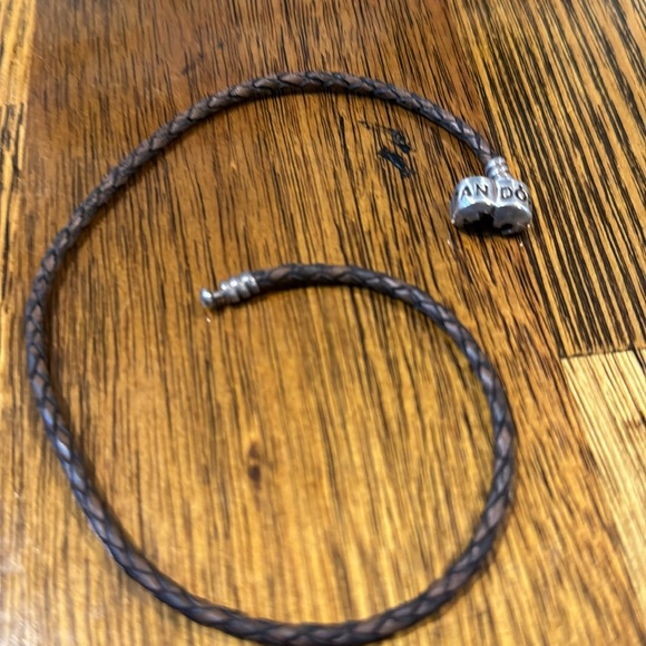 Pandora Brown Leather Double Bracelet with silver clasp - Picture 3 of 3